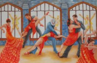 Dancers in red